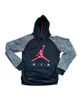 Nike Air Black Hoodie With Patterned Sleeves Boys Sz XL